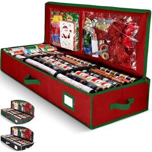 Premium Wrapping Paper Organizer Storage | Gift Wrap Holder With Extra Pockets f